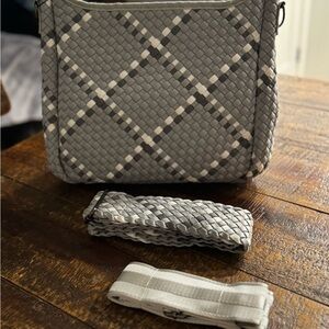HAUTE SHORE Gray and White Crossbody Bag